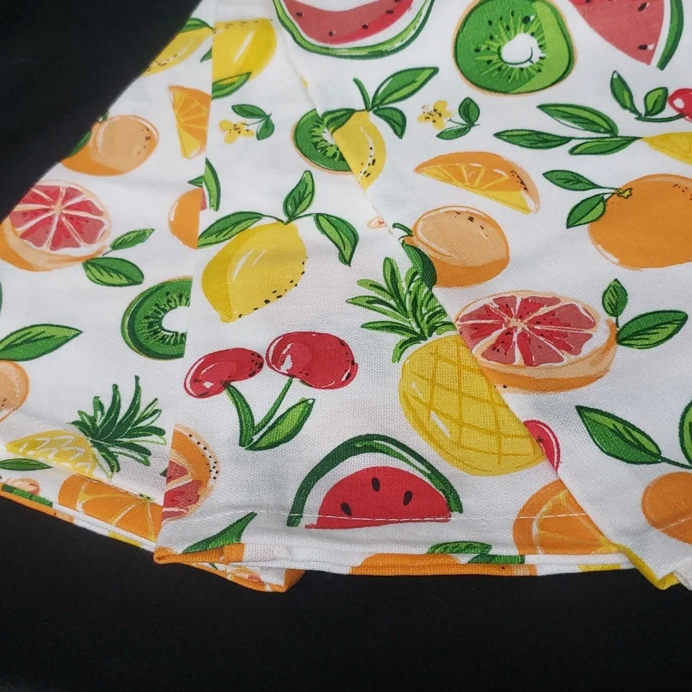 Design Imports NWT 100% Cotton Kitchen Towel Set/2 with Fruits Design